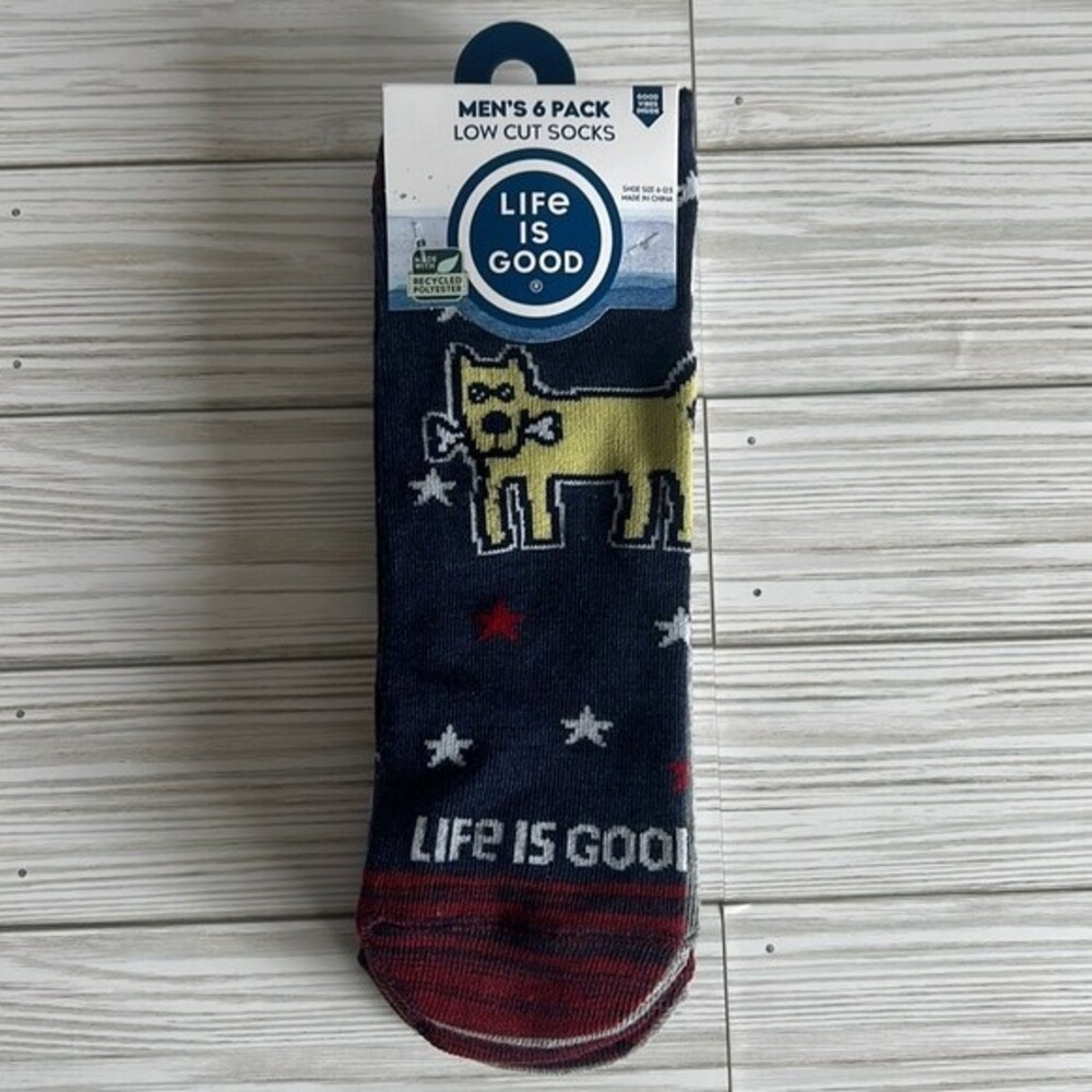 New Men’s Life is Good 6 pack low cut socks   She size 6-12.5